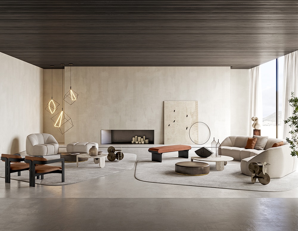 sofa made with a wooden base, polyurethane foam and fabric in a white tone in a background room